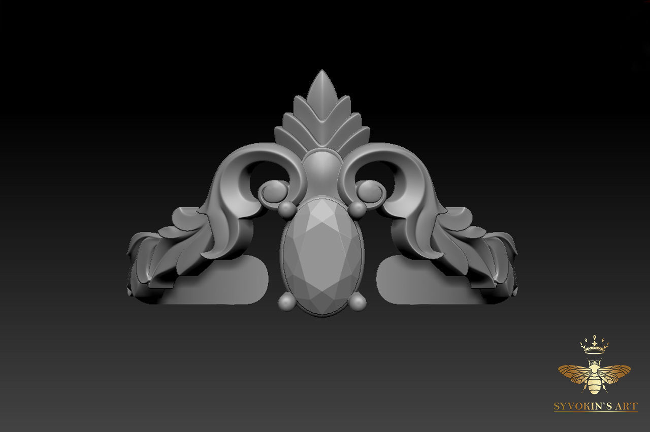 Ring simple and elegant with oval stone 3D print model_3