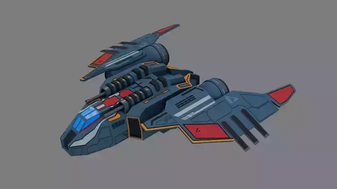 Sci-Fi Fighter Ship - Low Poly - Game Ready - PBR