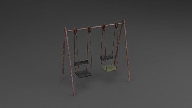 Old Rusty Swings pack set NAT Low-poly 3D model 7