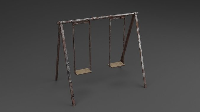 Old Rusty Swings pack set NAT Low-poly 3D model 5