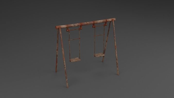 Old Rusty Swings pack set NAT Low-poly 3D model 6