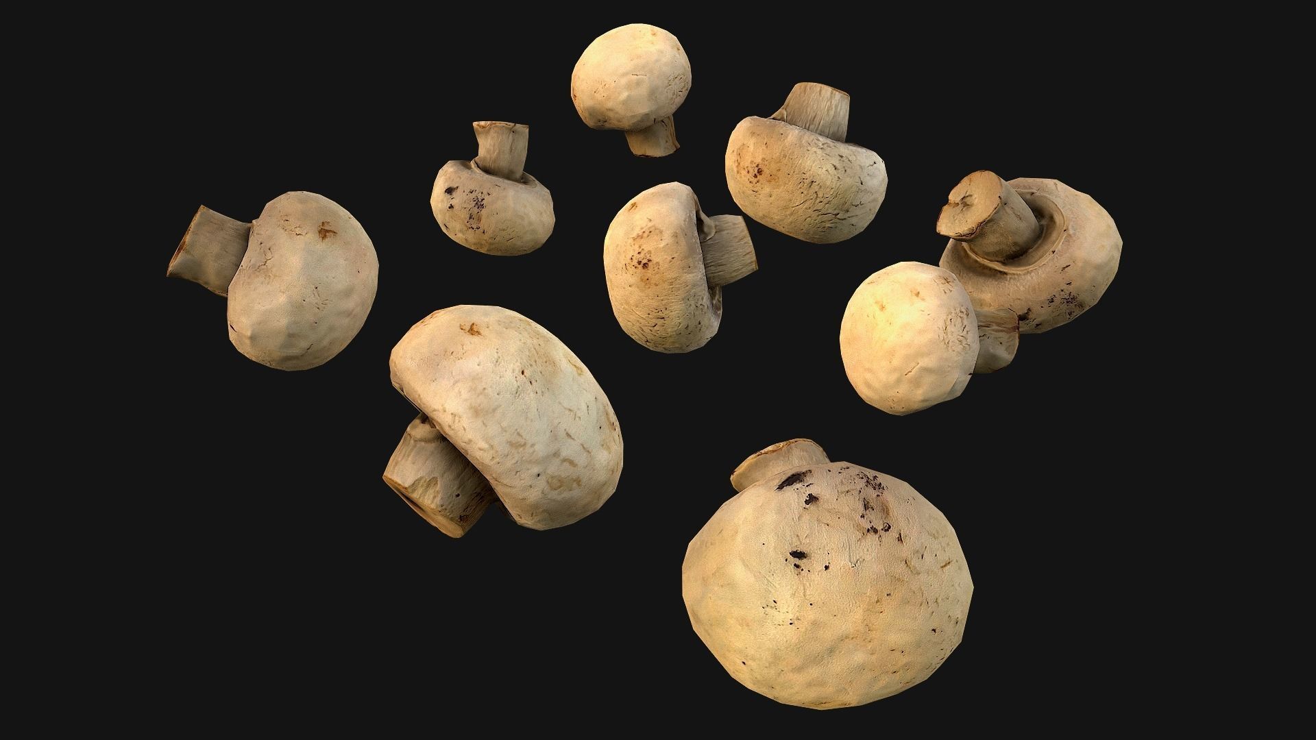 Mushrooms Crate Stand Box Low-poly 3D model_22