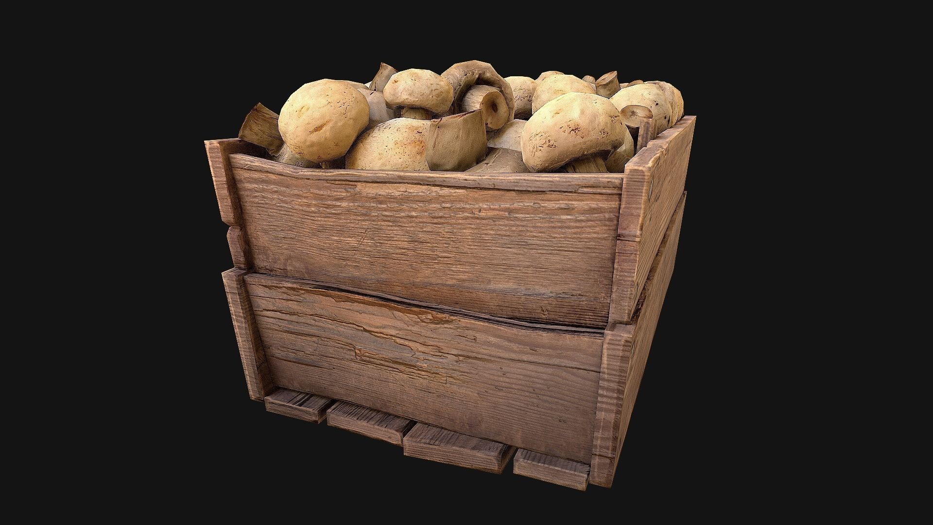 Mushrooms Crate Stand Box Low-poly 3D model_16