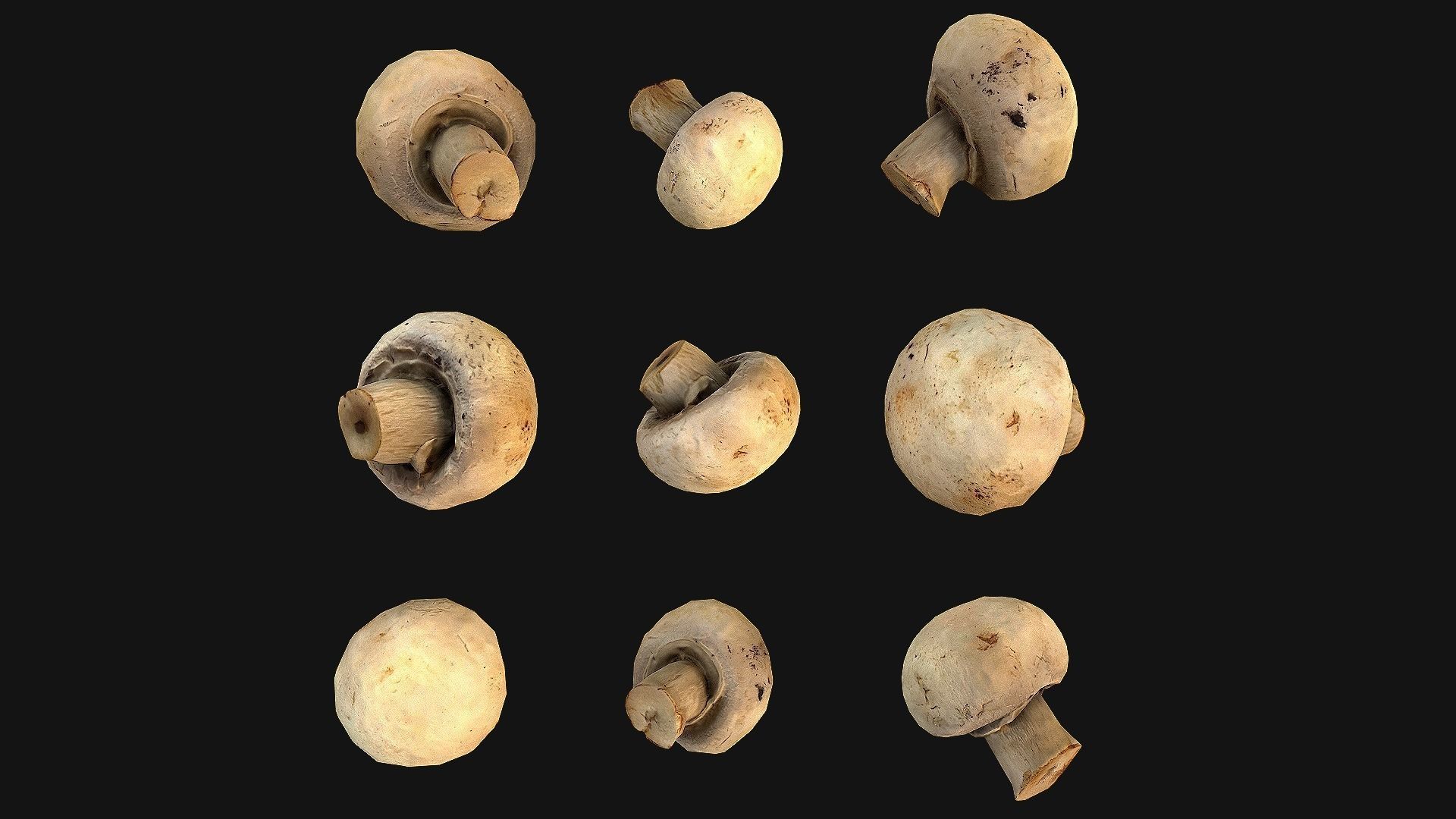 Mushrooms Crate Stand Box Low-poly 3D model_23