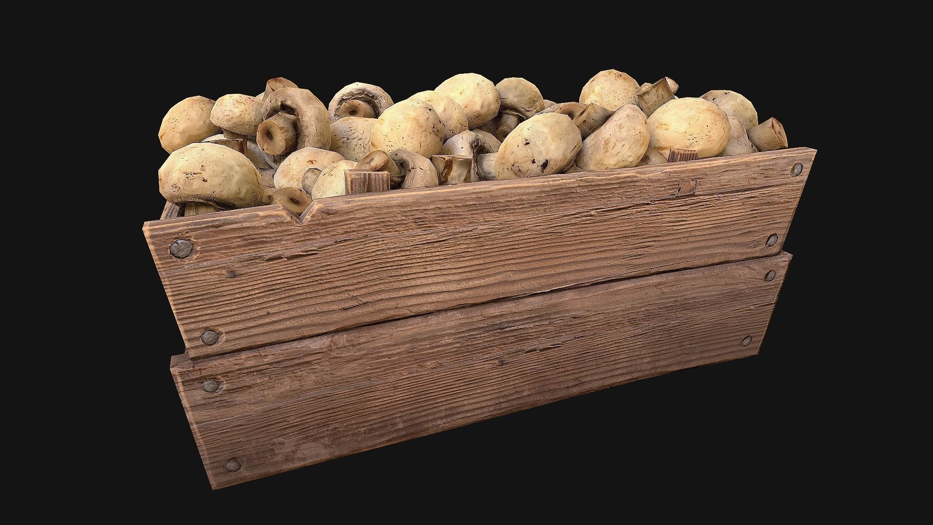 Mushrooms Crate Stand Box Low-poly 3D model_17