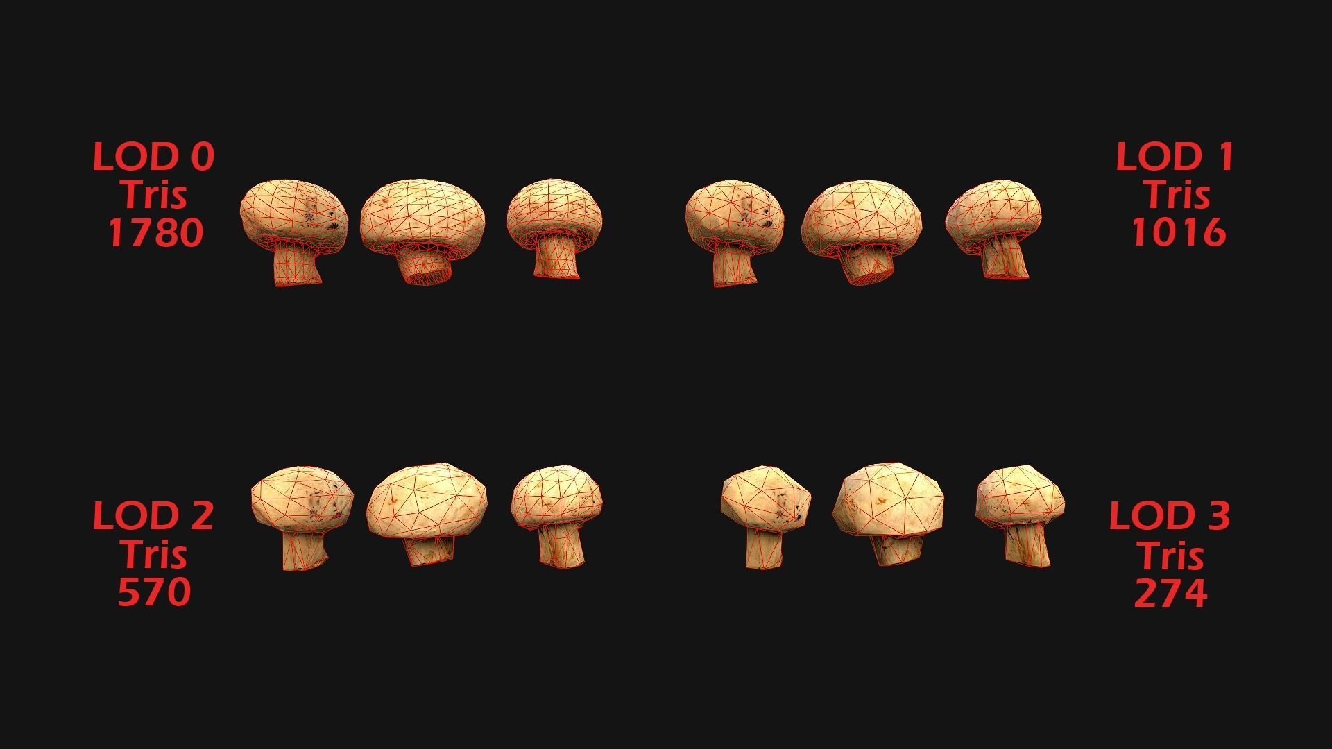 Mushrooms Crate Stand Box Low-poly 3D model_8
