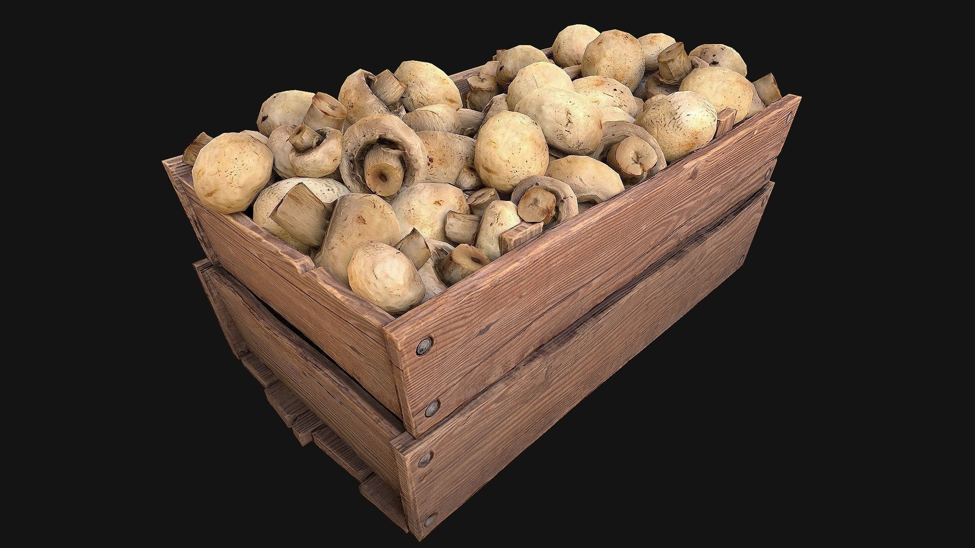 Mushrooms Crate Stand Box Low-poly 3D model_13