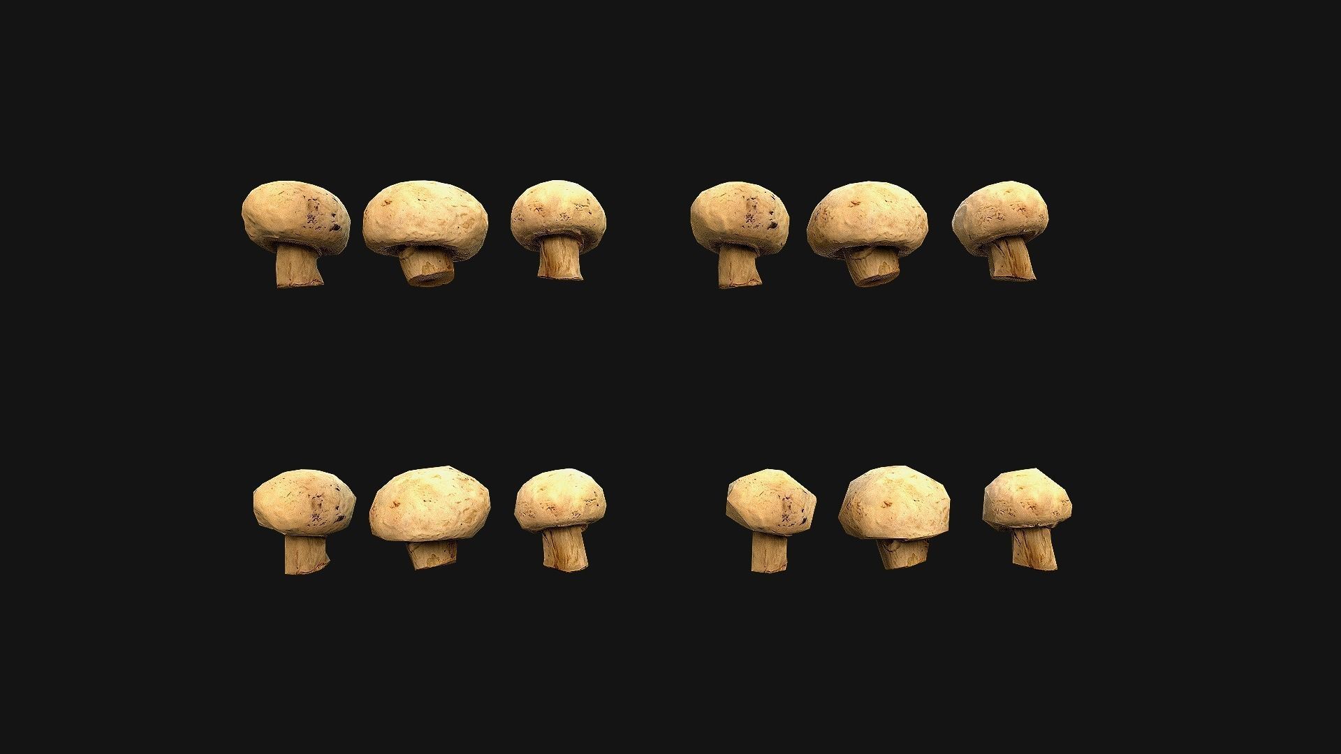 Mushrooms Crate Stand Box Low-poly 3D model_9