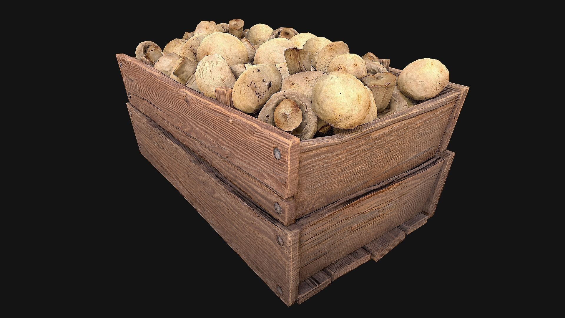 Mushrooms Crate Stand Box Low-poly 3D model_15