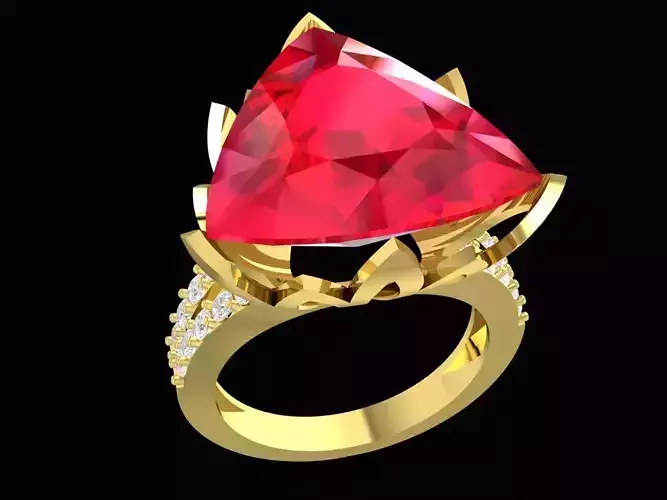 trillion curved diamond women ring 3541