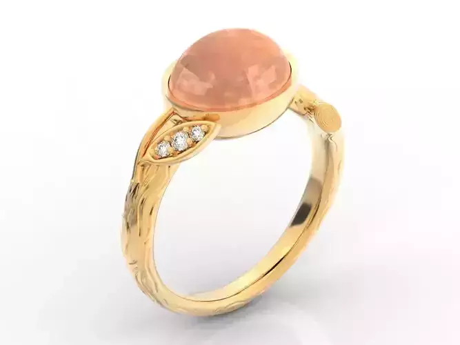 ring twig branch with cabochon 277 3D print model