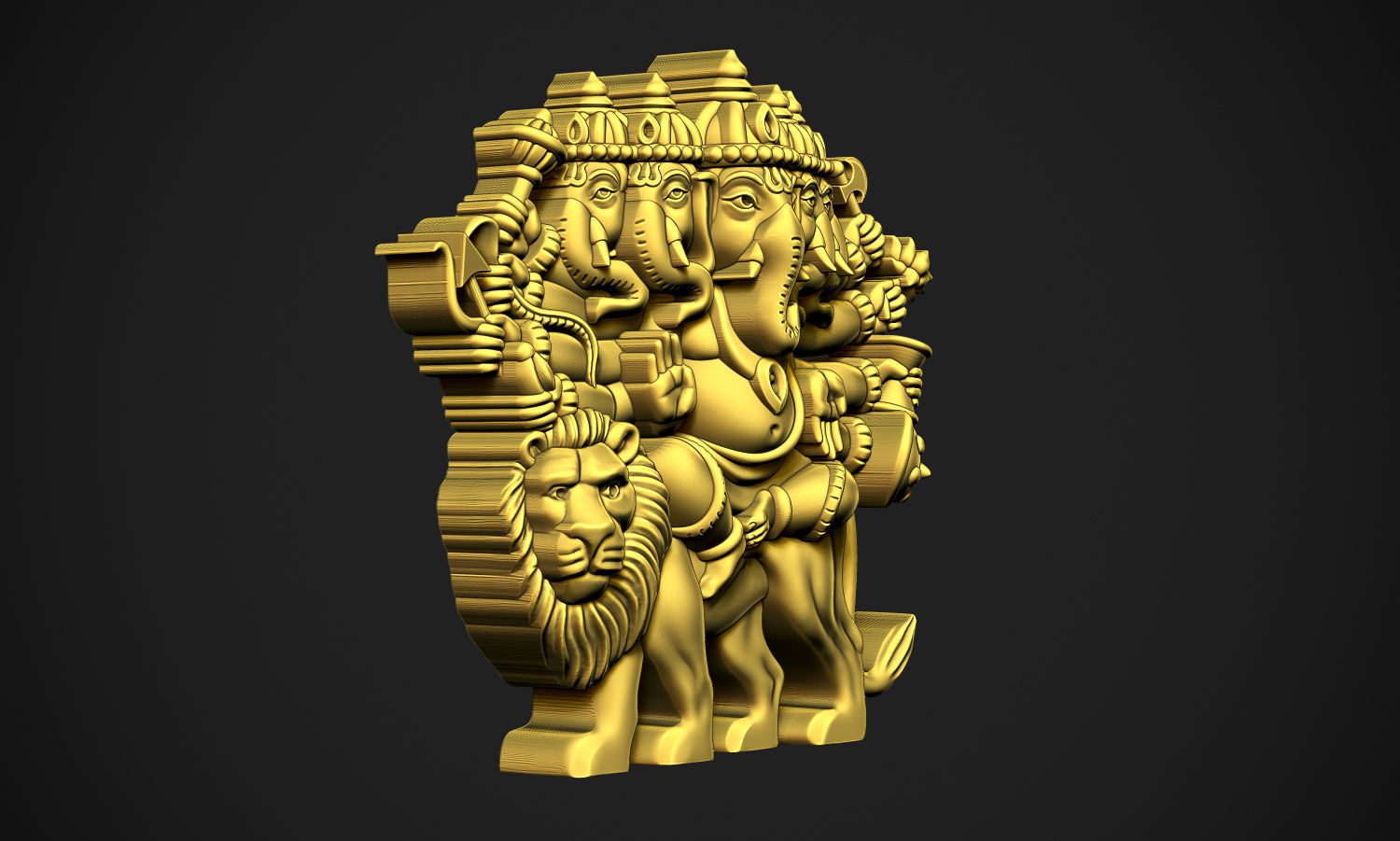 Ganesha Panchmukhi Relief 3D print model_4