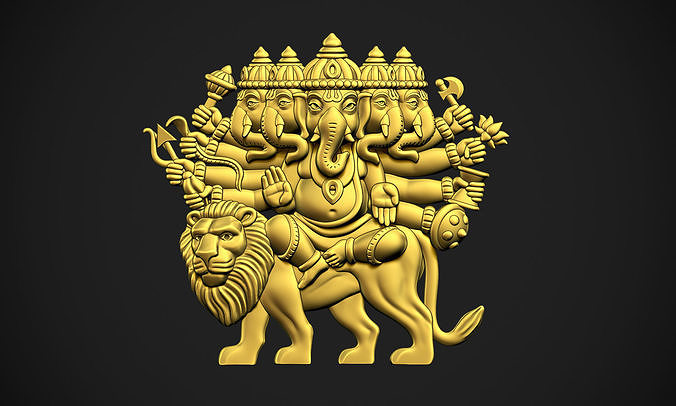 Ganesha Panchmukhi Relief 3D print model