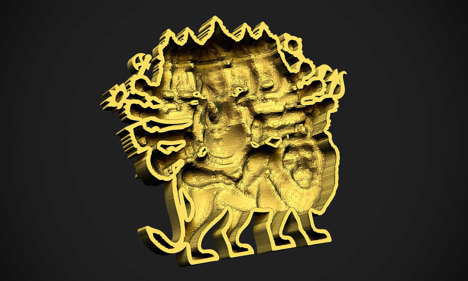 Ganesha Panchmukhi Relief 3D print model_5