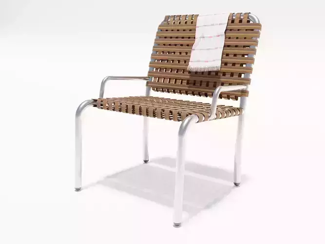 Chair 3d model wooden with towel
