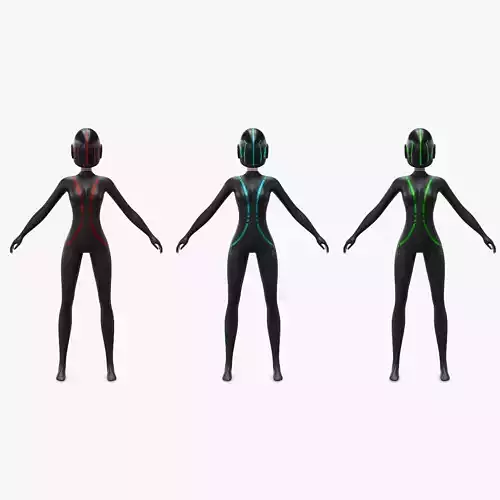 Tron Woman Racer Low-poly 3D model