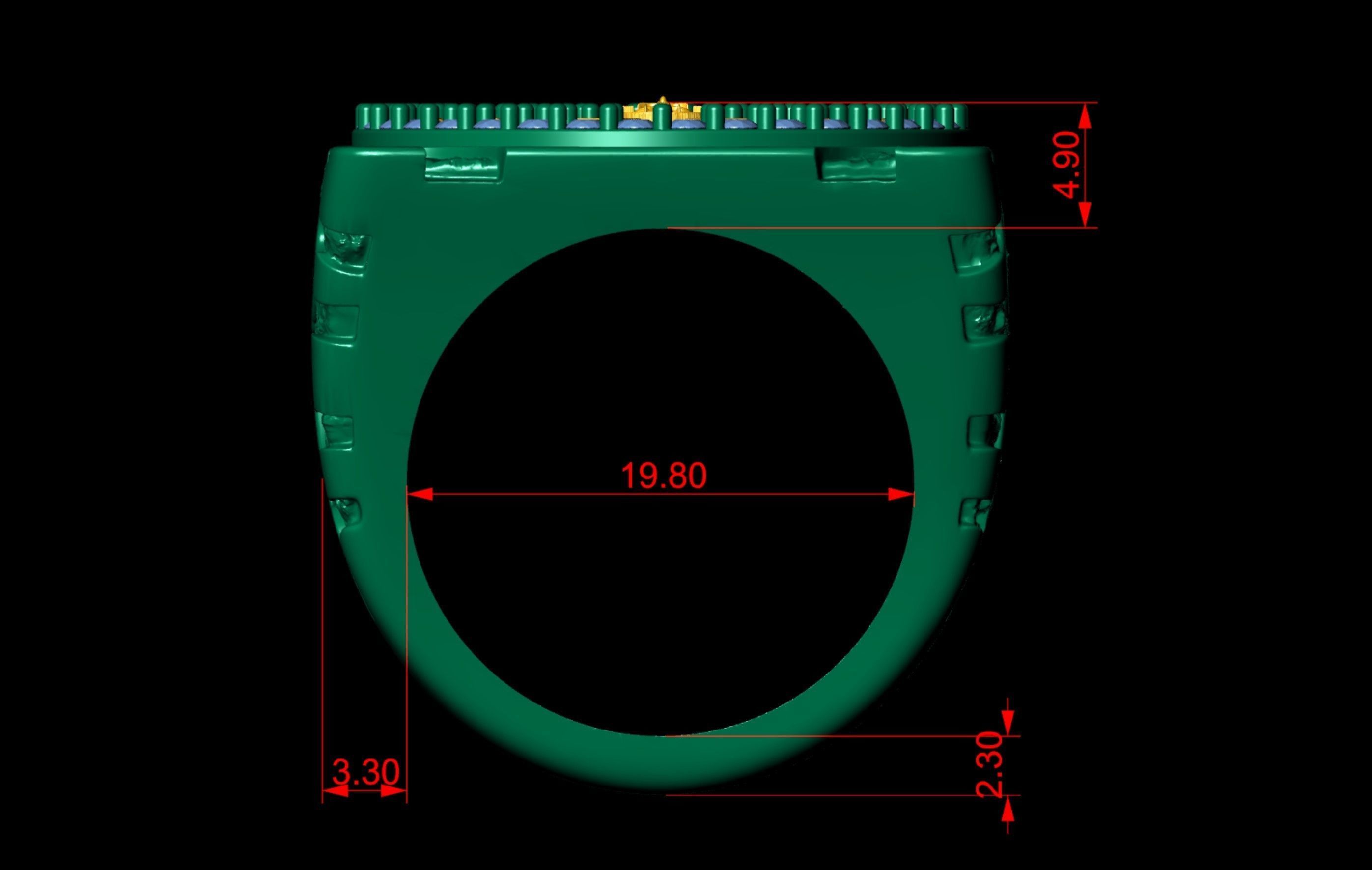 Mayan Calendar Nugget Gold Ring  3D print model_8