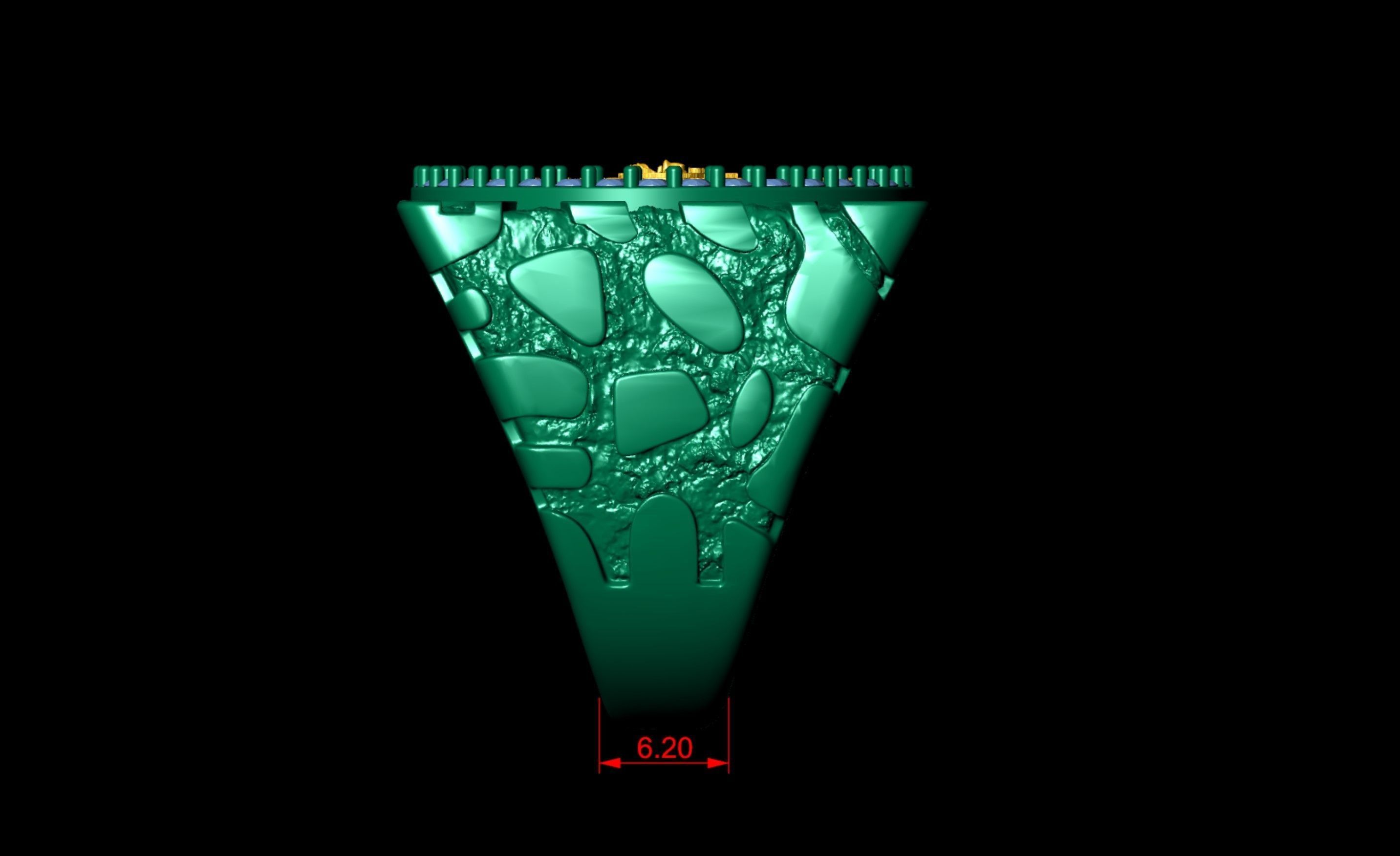 Mayan Calendar Nugget Gold Ring  3D print model_6