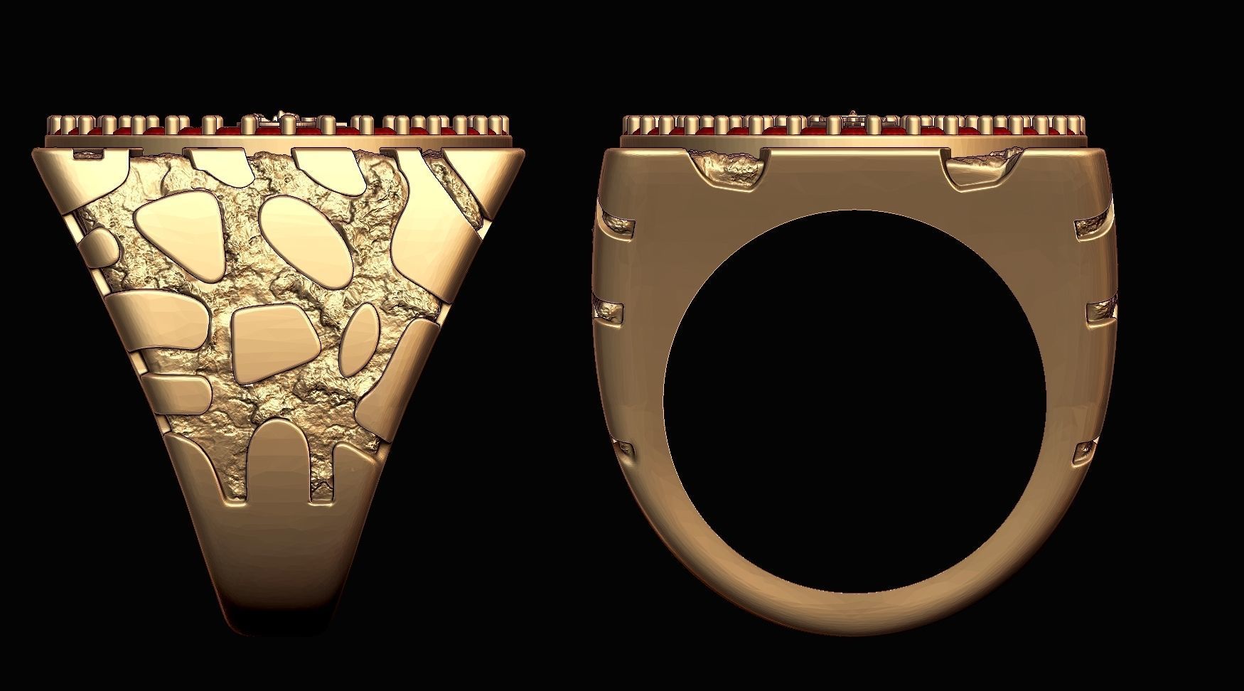 Mayan Calendar Nugget Gold Ring  3D print model_4