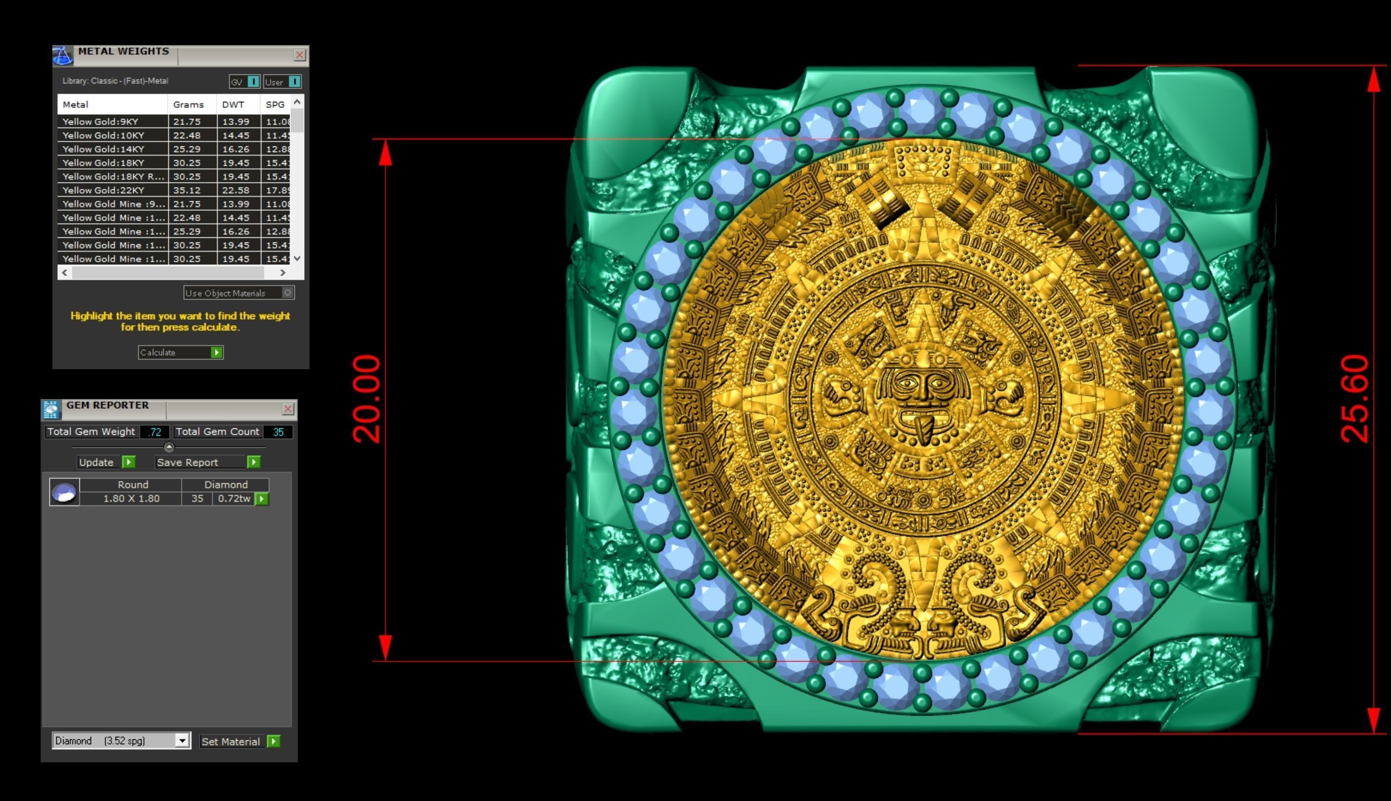 Mayan Calendar Nugget Gold Ring  3D print model_5