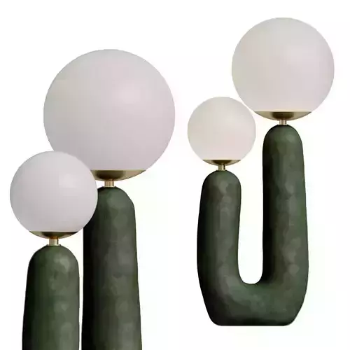 Contemporary Hand-built Ceramic Base Oo Lamp Terra