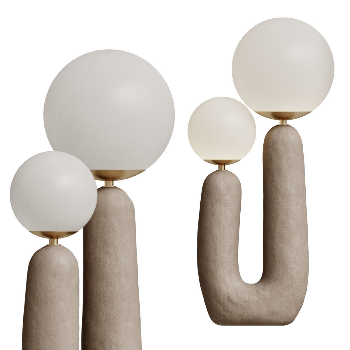 Contemporary Hand-built Ceramic Base Oo Lamp Terra 3D model_1