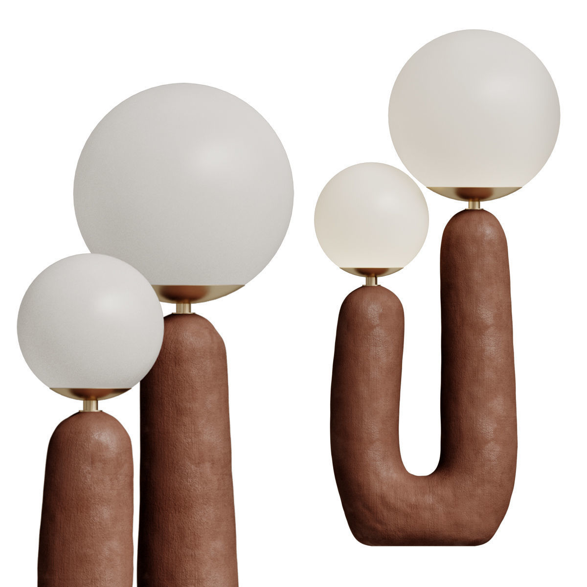 Contemporary Hand-built Ceramic Base Oo Lamp Terra 3D model_2