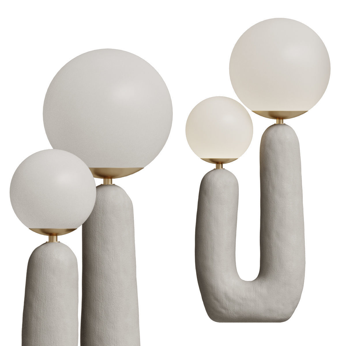 Contemporary Hand-built Ceramic Base Oo Lamp Terra 3D model_3