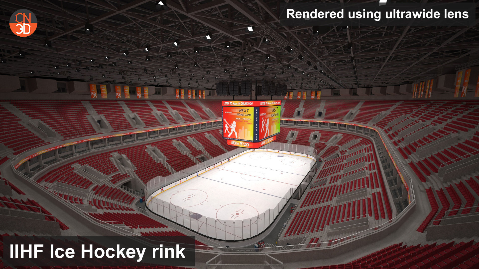 NHL and IIHF Ice Hockey Arena v2 - interior - low poly Low-poly 3D model_3