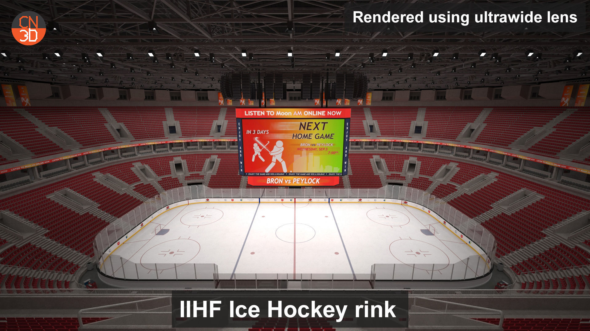 NHL and IIHF Ice Hockey Arena v2 - interior - low poly Low-poly 3D model_11