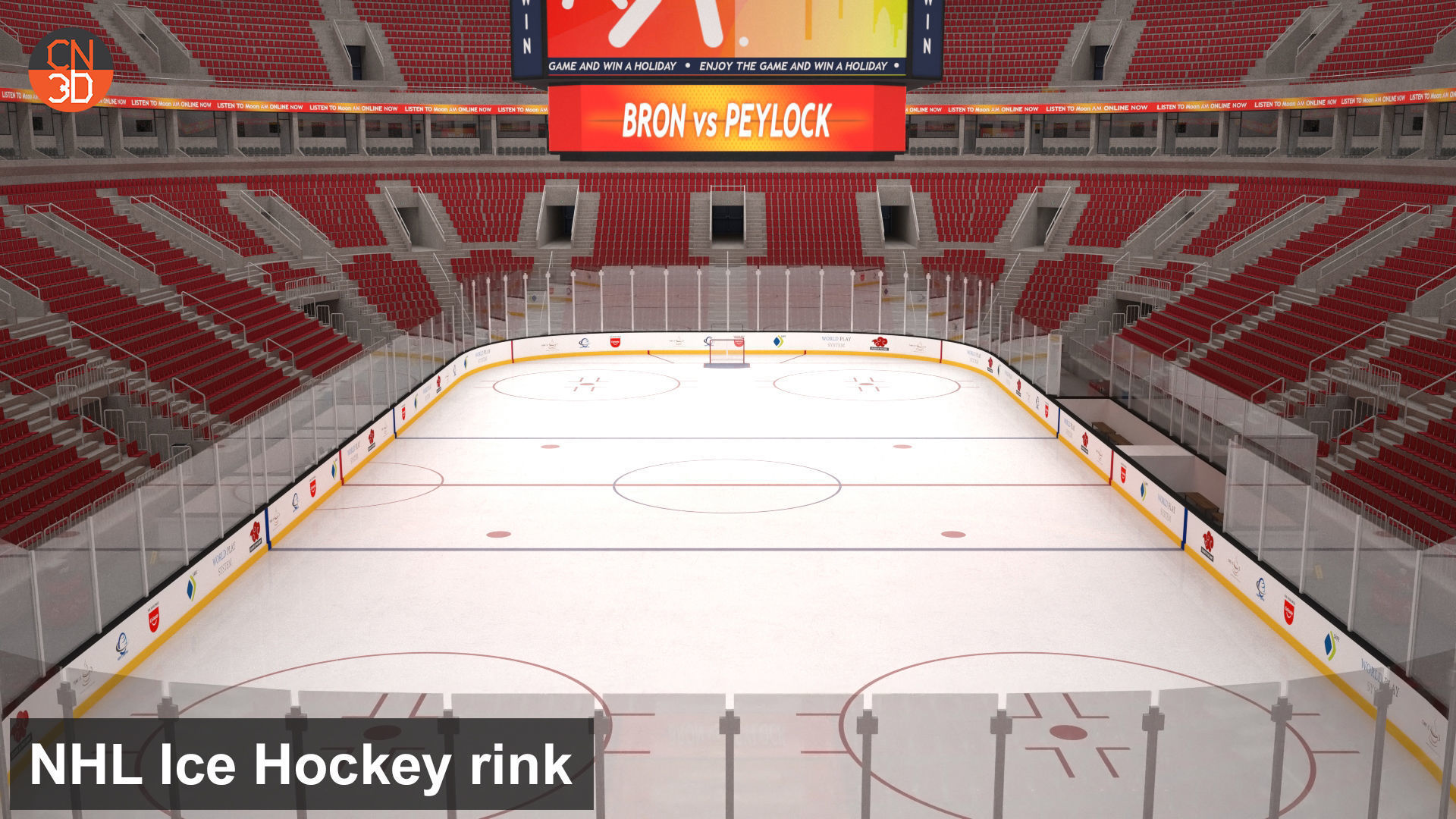 NHL and IIHF Ice Hockey Arena v2 - interior - low poly Low-poly 3D model_16