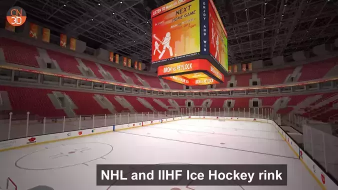 NHL and IIHF Ice Hockey Arena v2 - interior - low poly Low-poly 3D model