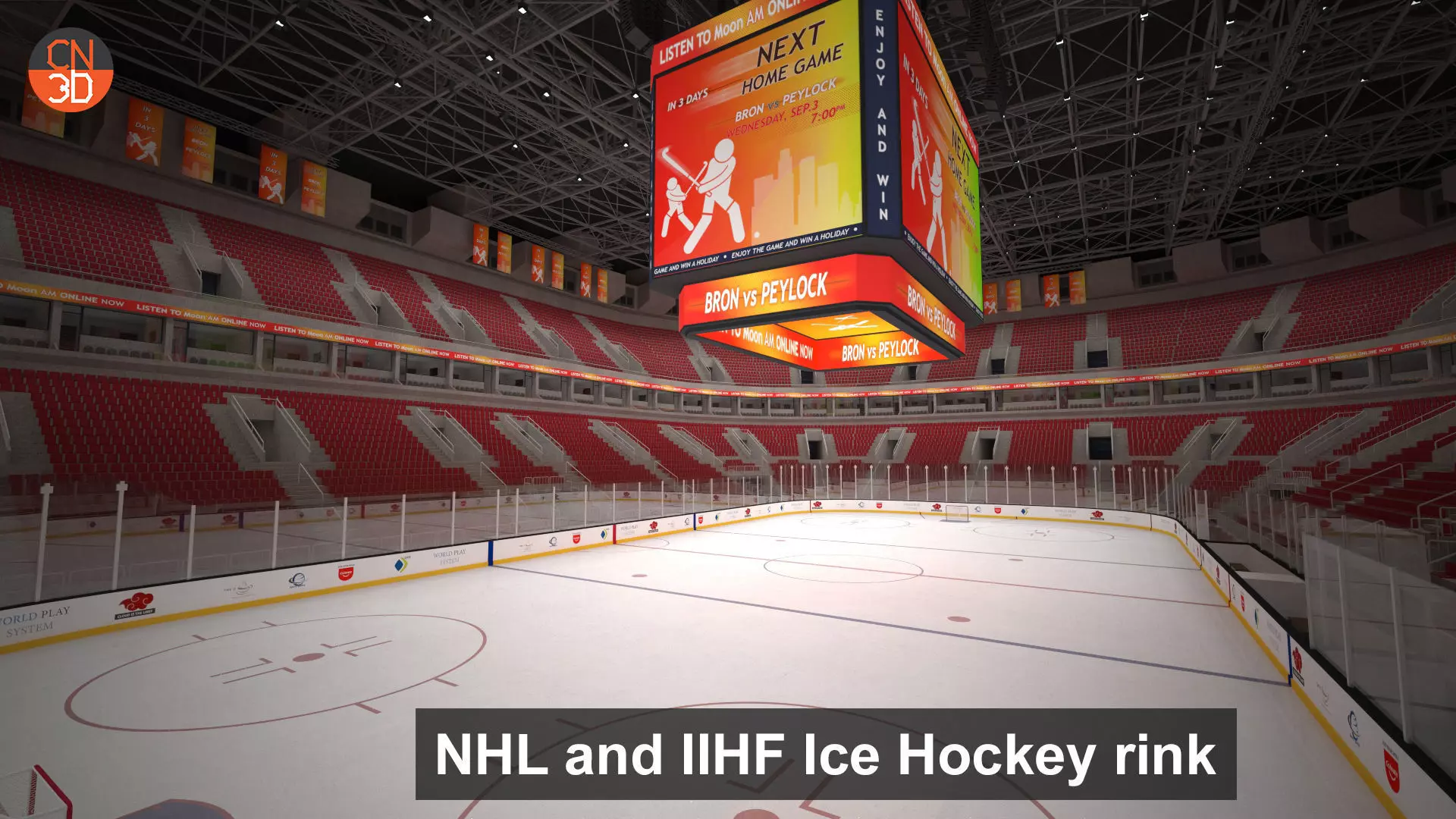 NHL and IIHF Ice Hockey Arena v2 - interior - low poly Low-poly 3D model_0