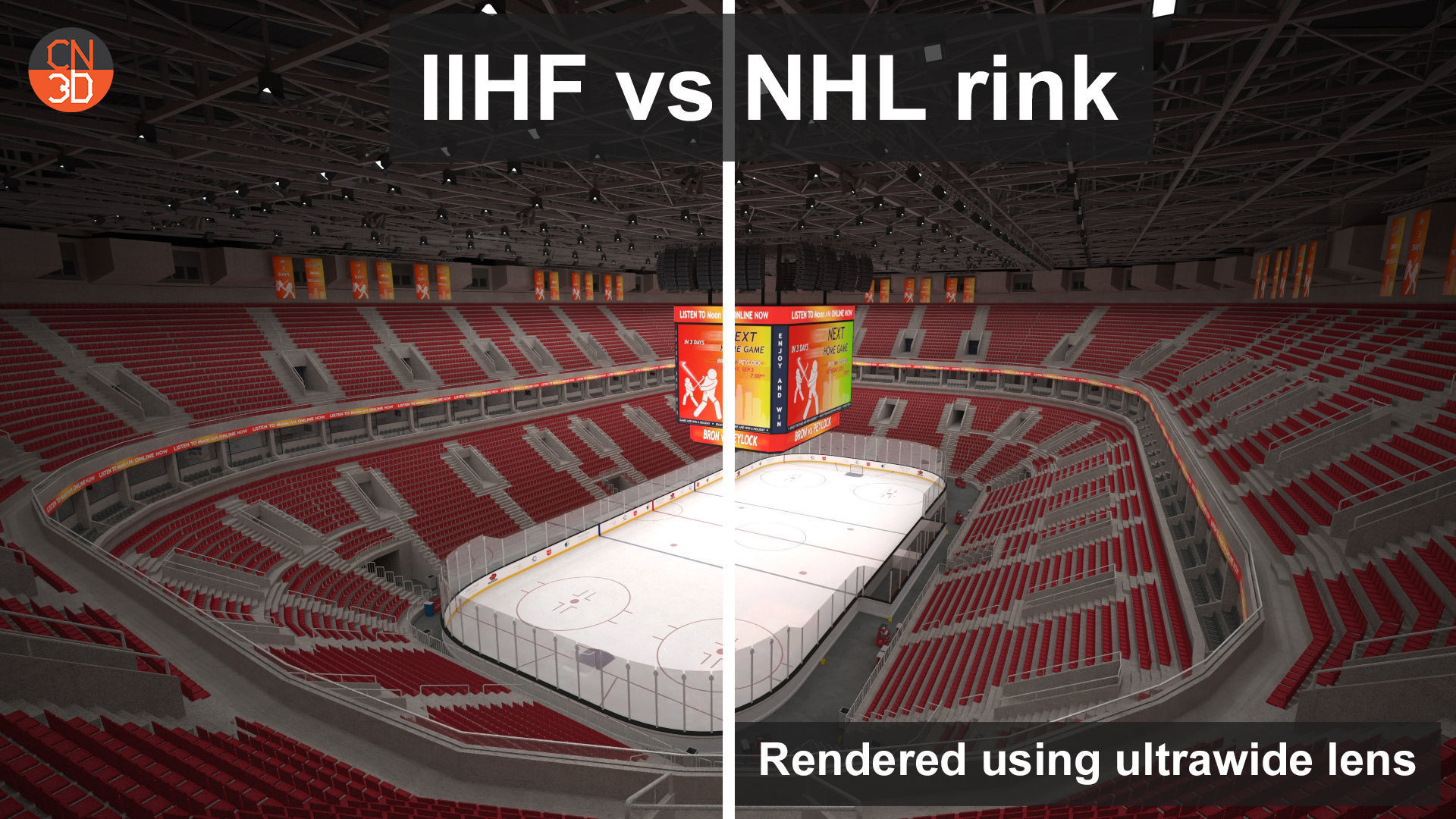 NHL and IIHF Ice Hockey Arena v2 - interior - low poly Low-poly 3D model_1
