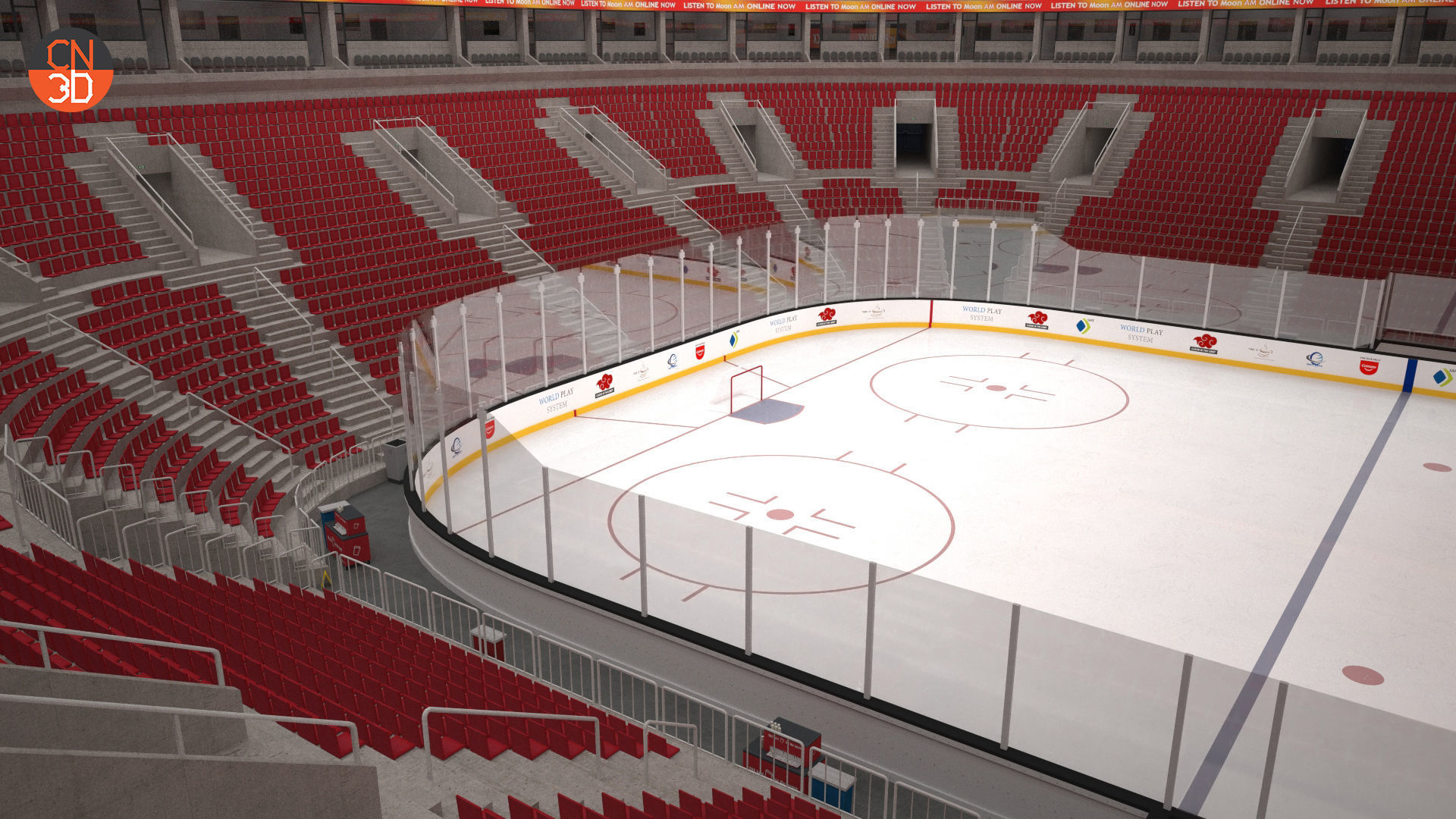 NHL and IIHF Ice Hockey Arena v2 - interior - low poly Low-poly 3D model_12