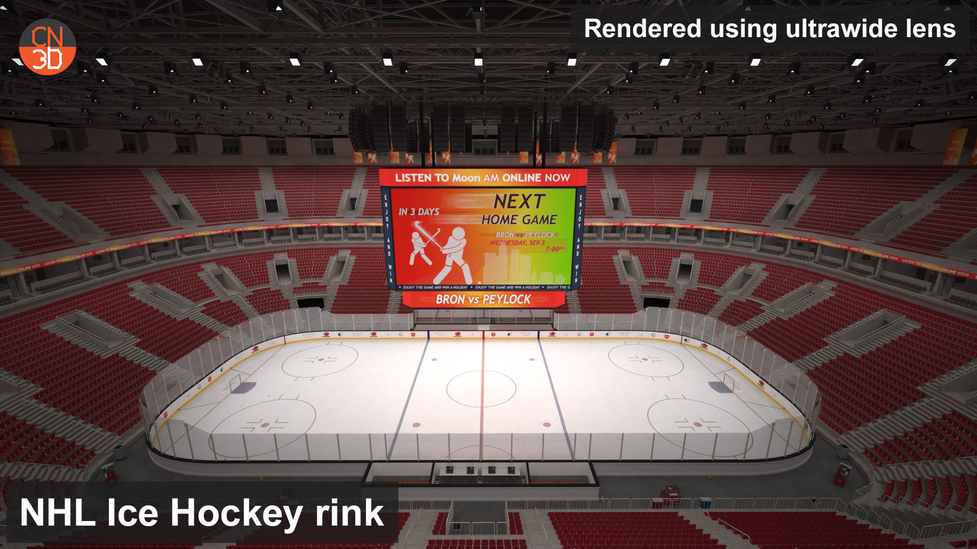 NHL and IIHF Ice Hockey Arena v2 - interior - low poly Low-poly 3D model_19