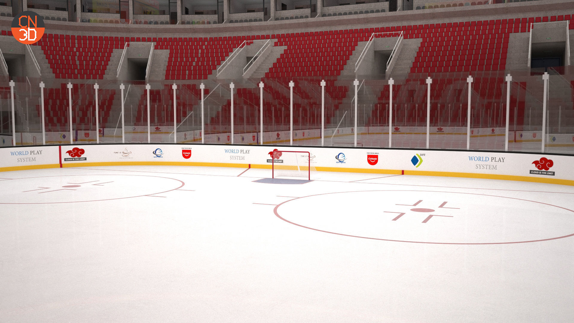 NHL and IIHF Ice Hockey Arena v2 - interior - low poly Low-poly 3D model_7