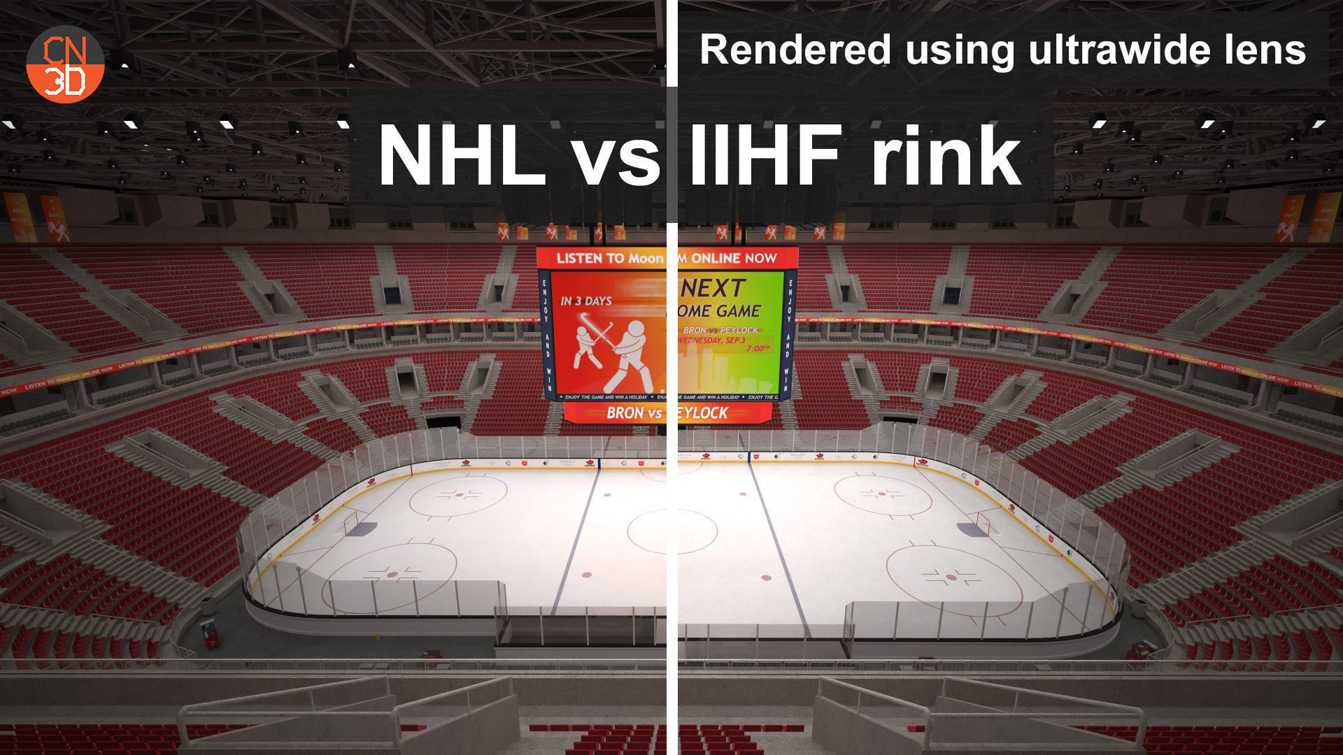 NHL and IIHF Ice Hockey Arena v2 - interior - low poly Low-poly 3D model_9