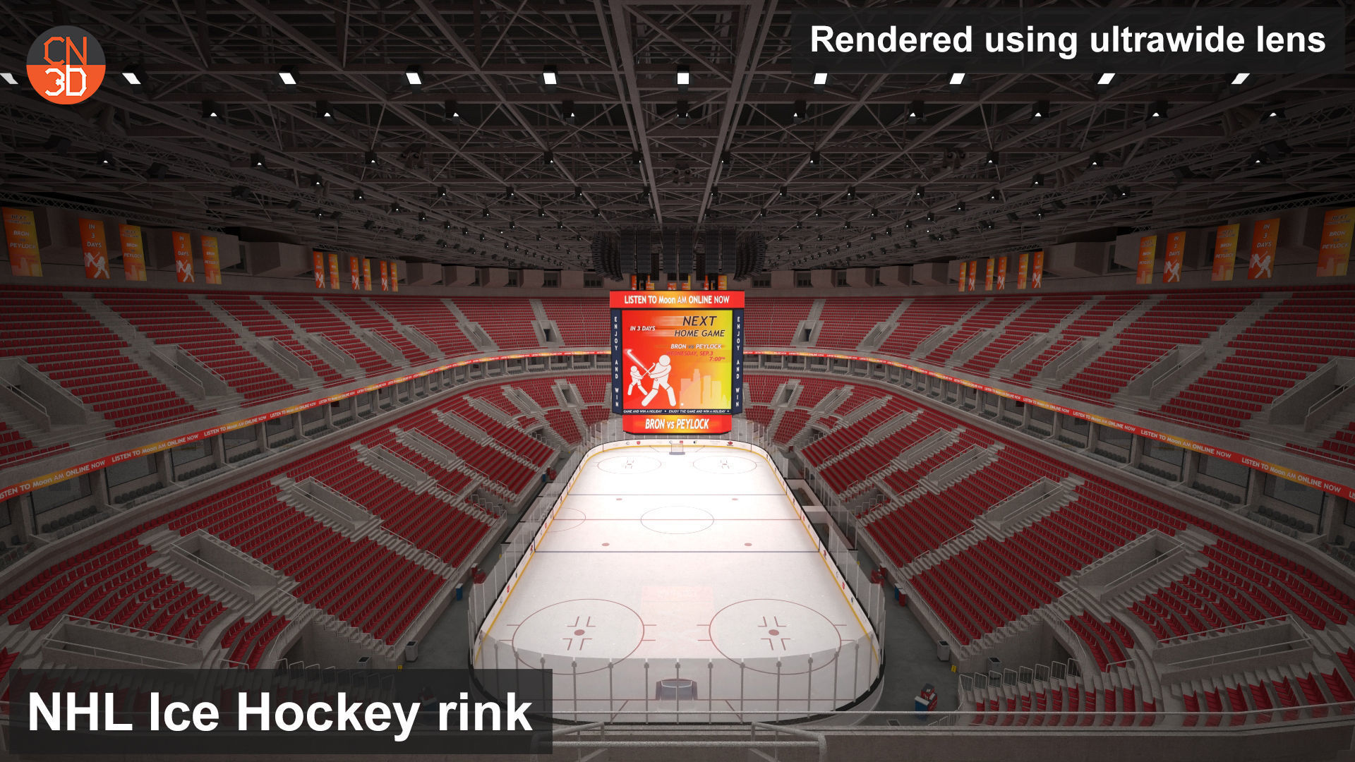 NHL and IIHF Ice Hockey Arena v2 - interior - low poly Low-poly 3D model_5