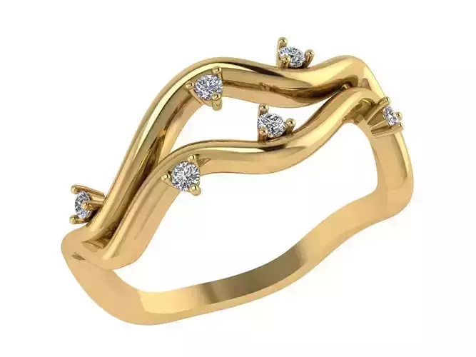 Ring296 gold ring with diamonds 3D print model