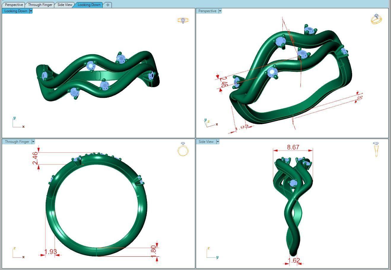 Ring296 gold ring with diamonds 3D print model_5