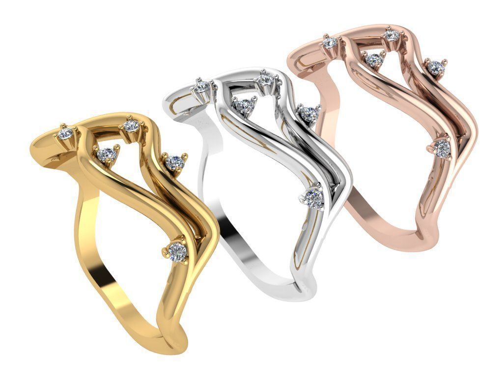 Ring296 gold ring with diamonds 3D print model_4