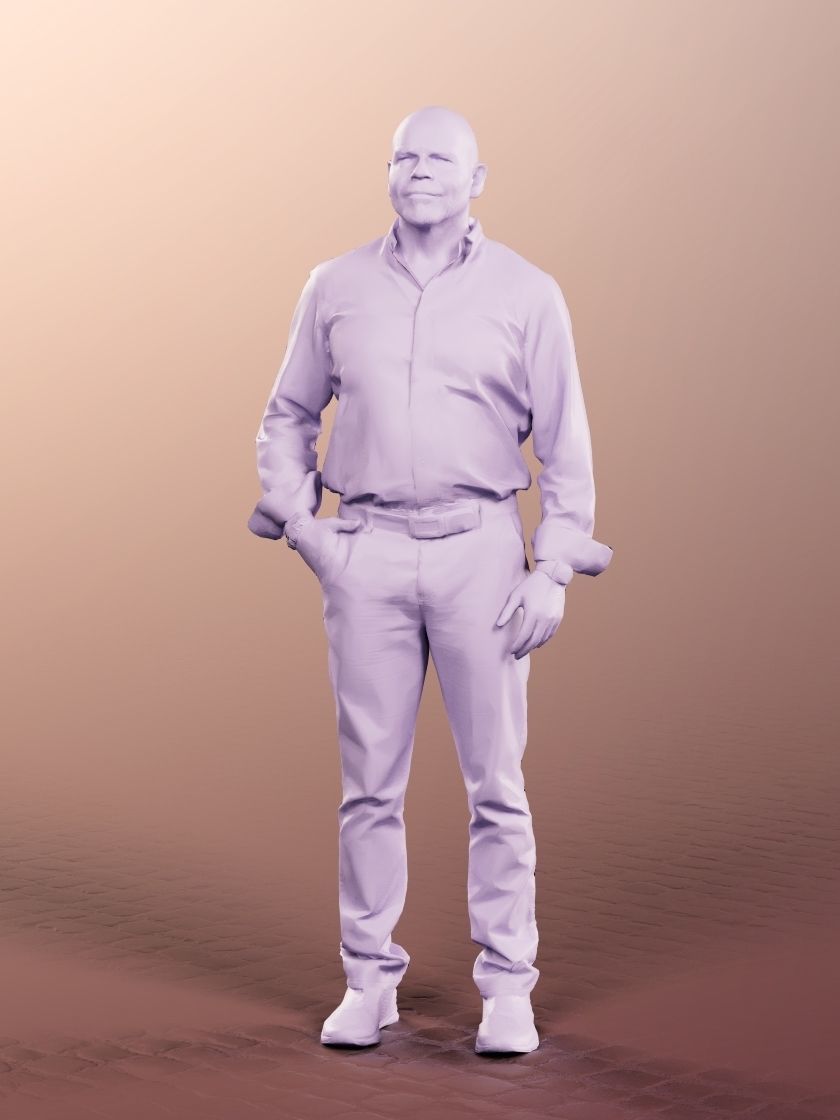 Dirk 13255 - Standing Best Ager Man Low-poly 3D model_4