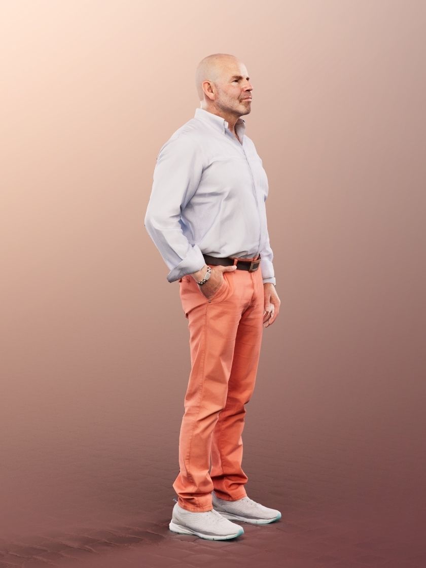 Dirk 13255 - Standing Best Ager Man Low-poly 3D model_3