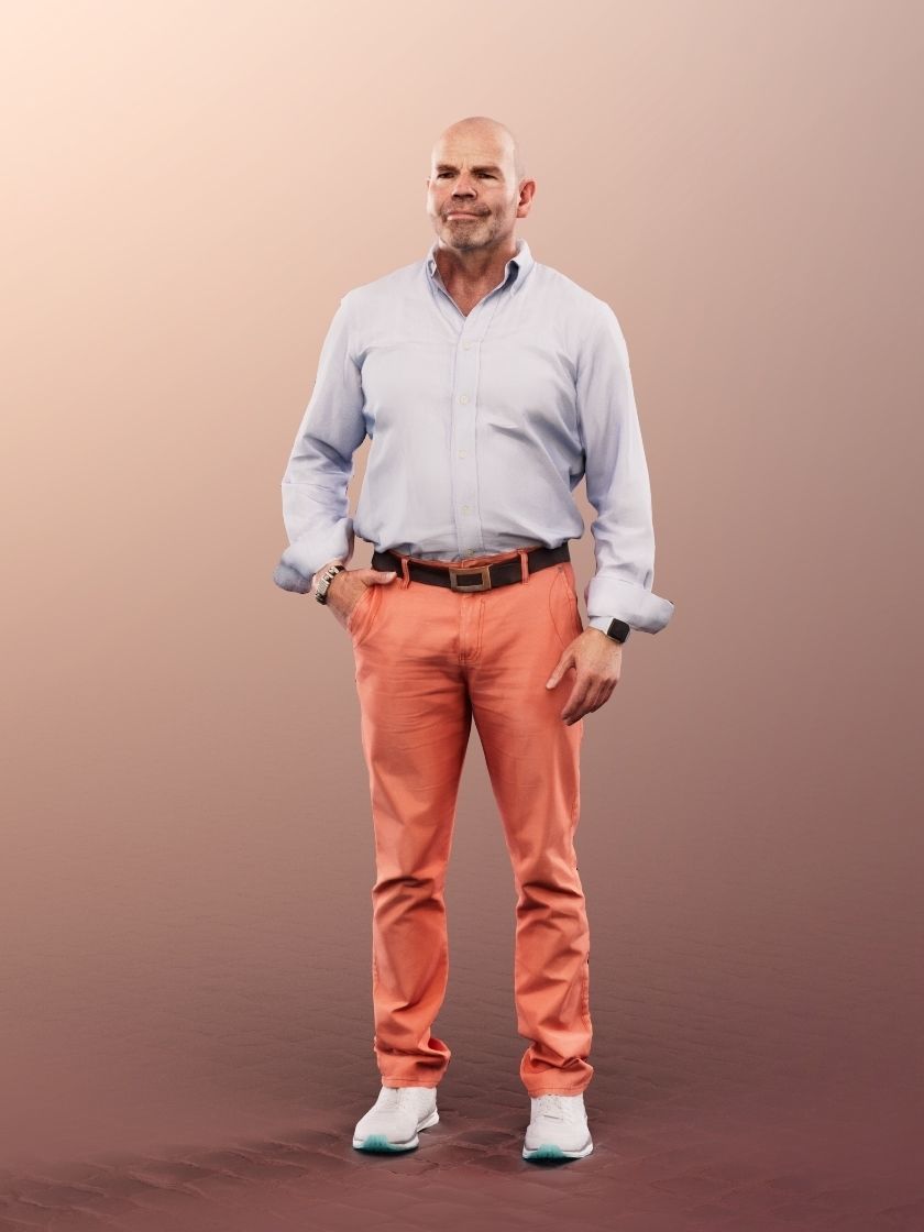 Dirk 13255 - Standing Best Ager Man Low-poly 3D model_2