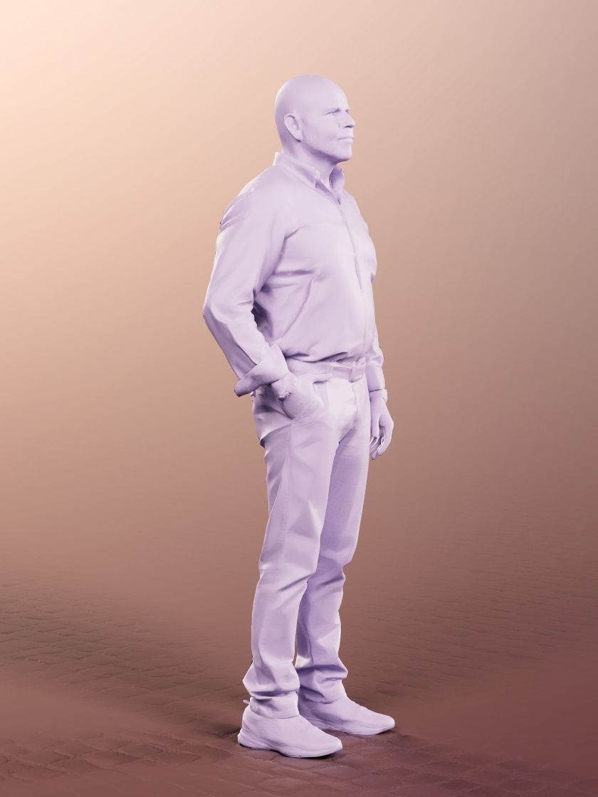 Dirk 13255 - Standing Best Ager Man Low-poly 3D model_5