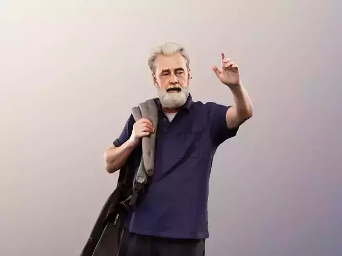 Andreas 13203 - Golfer With Golfbag Waving 