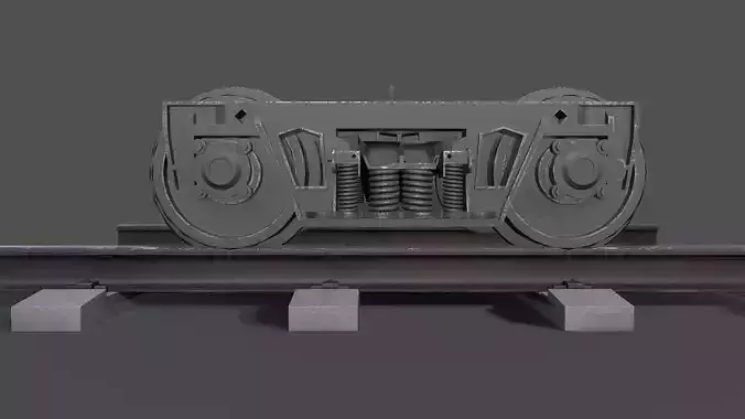 Train Bogie 18 Low-poly 3D model