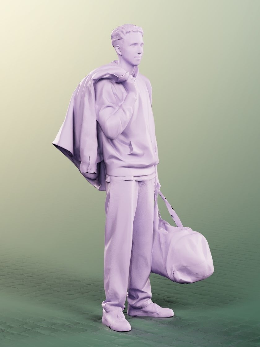 Max 13123 - Standing Casual Young Man With Bag Low-poly 3D model_5