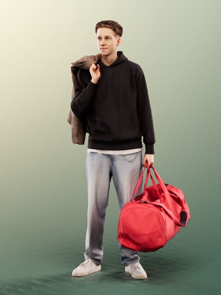Max 13123 - Standing Casual Young Man With Bag Low-poly 3D model_2
